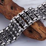 Triple Deck Skull Titanium Steel Bracelet