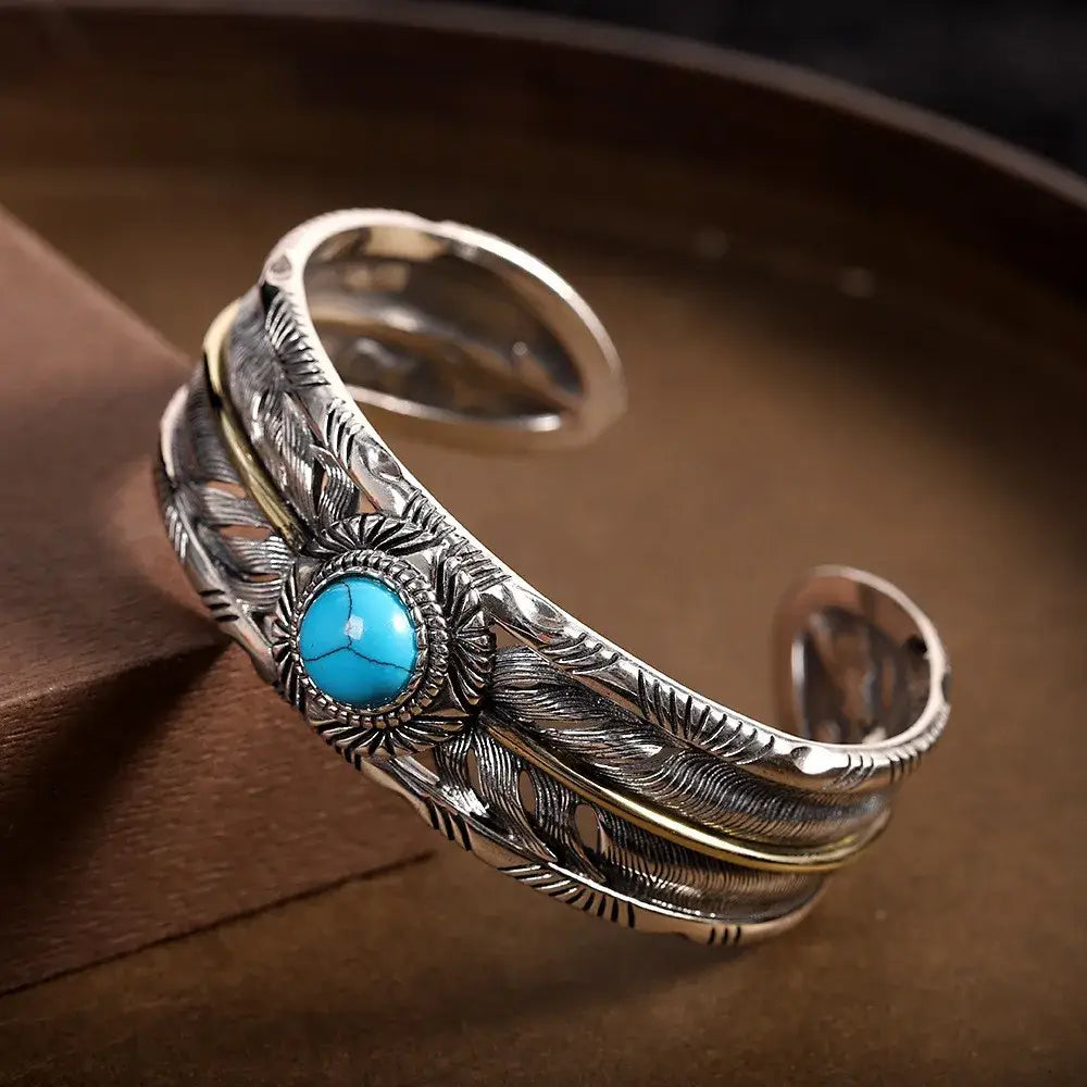 Classic Feather Turquoise Men's Bracelet – Taraiga