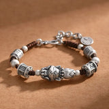 Zen Flora Ethnic Bead Silver Bracelet
