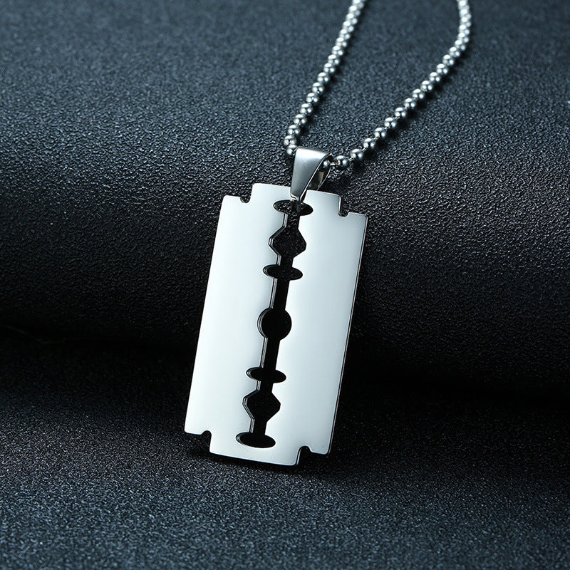 Razor Blade Pendant Titanium Steel Necklace – Taraiga
