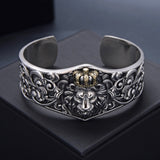 Geometric Crown Lion Cuff Bracelet