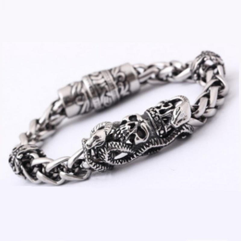Tengkorak Titanium Steel Twisted Chain Bracelet – Taraiga