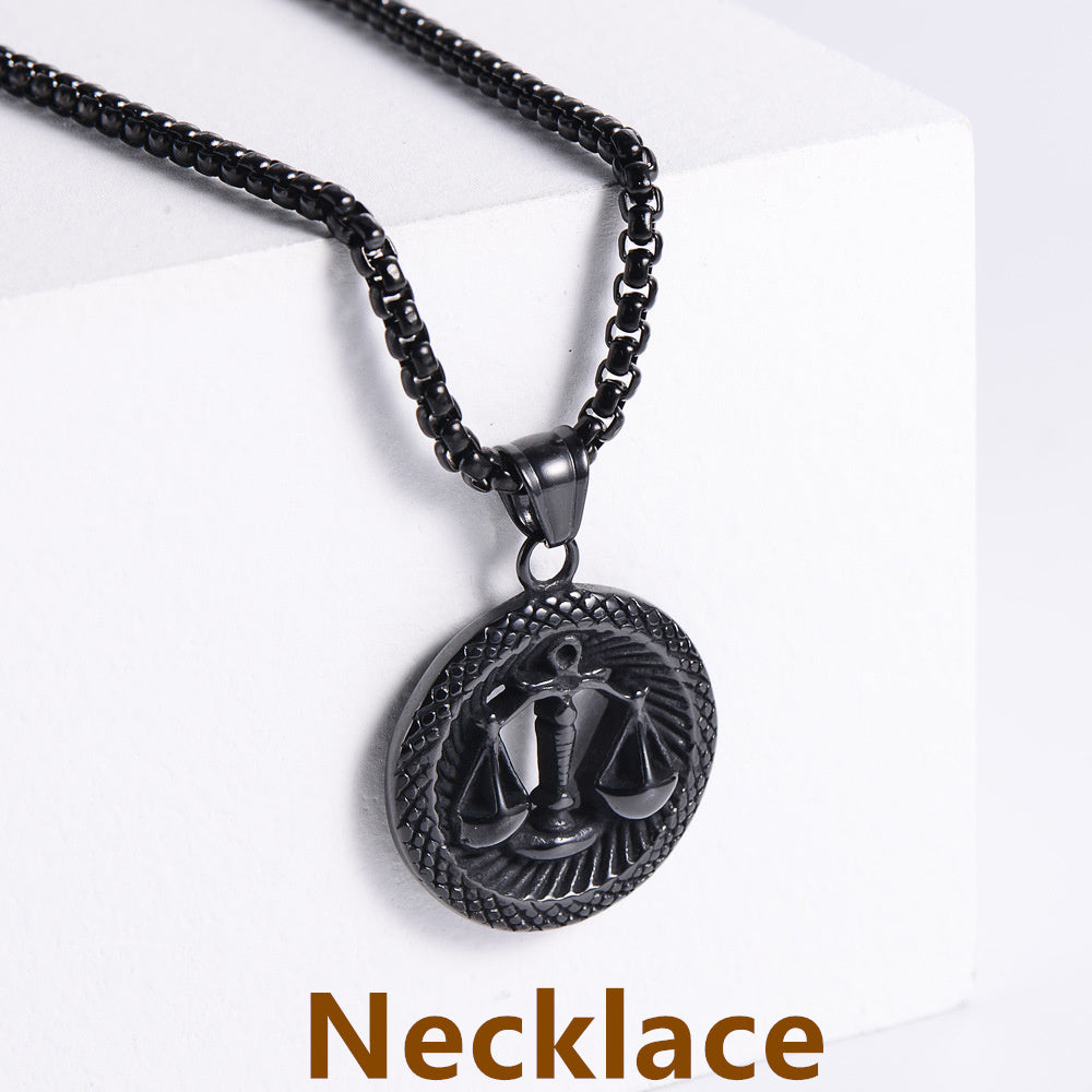 Retro -Zodiac Edelstahl -Anhängerkette Halskette