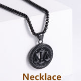 Retro -Zodiac Edelstahl -Anhängerkette Halskette