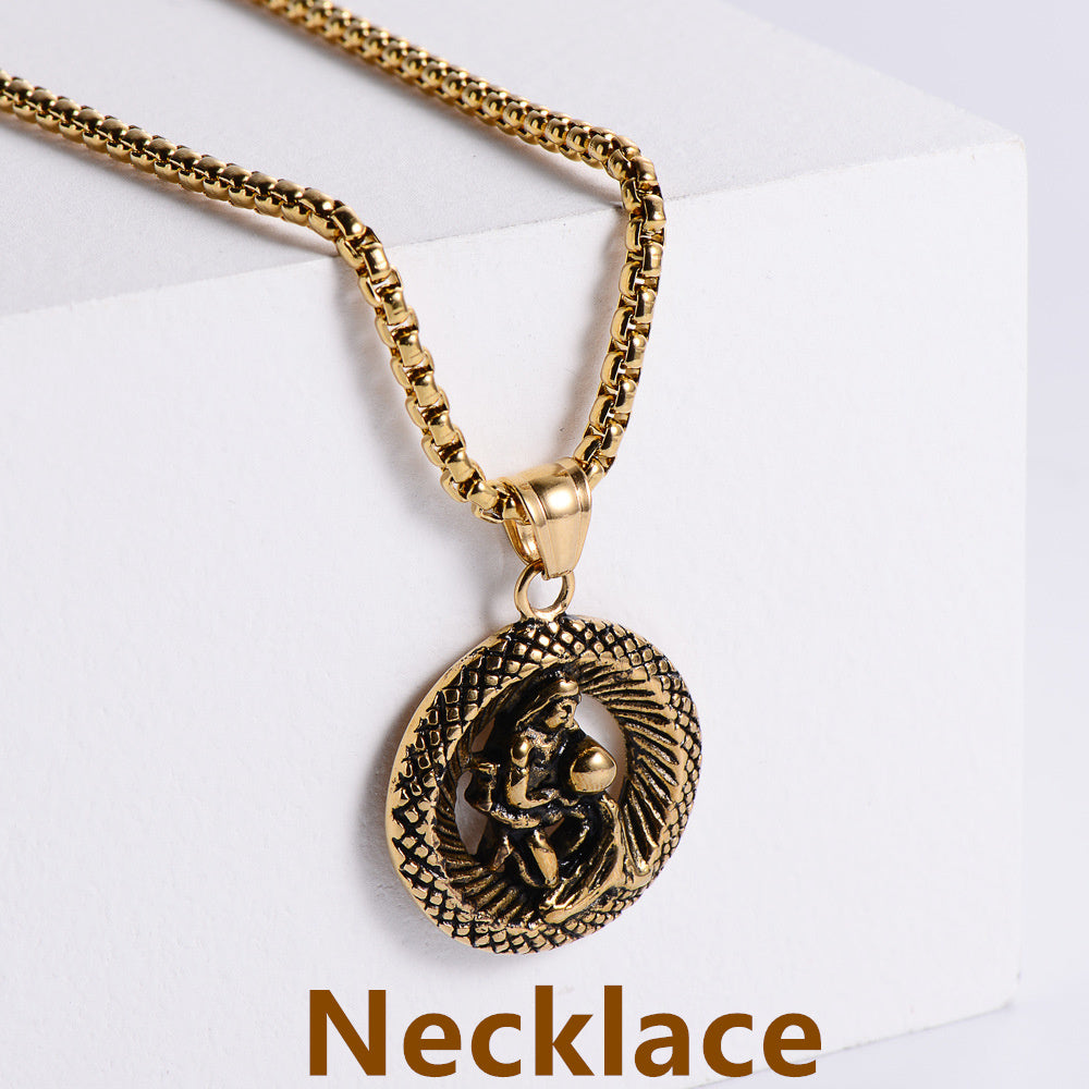 Retro -Zodiac Edelstahl -Anhängerkette Halskette