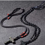 Rainbow Eye Obsidian Cross Halskette