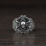 Vintage Geometric Skull Sterling Silver Ring