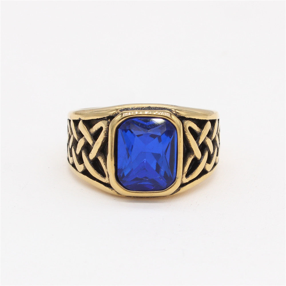 Cincin baja titanium berliantone pola viking