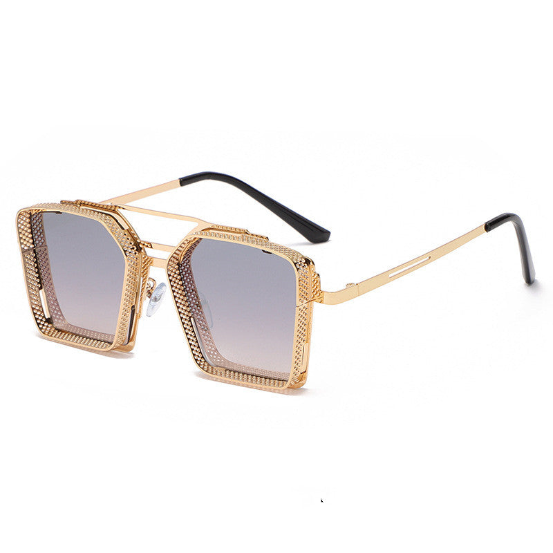 Trendy Hollow Metal Square Sunglasses