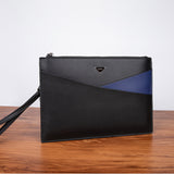 Black Polyester Lining Texture Leather Clutch Bag