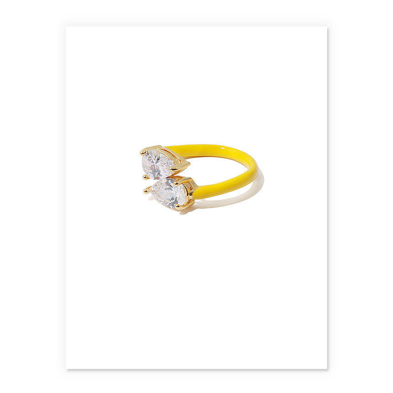 Double Rhinestone Adjustable Ring