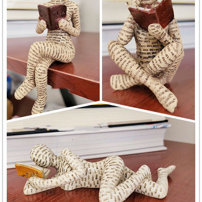 Human Reading Book Resin Sculpture