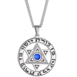 Five-pointed Star Round Amulet Titanium Steel Necklace