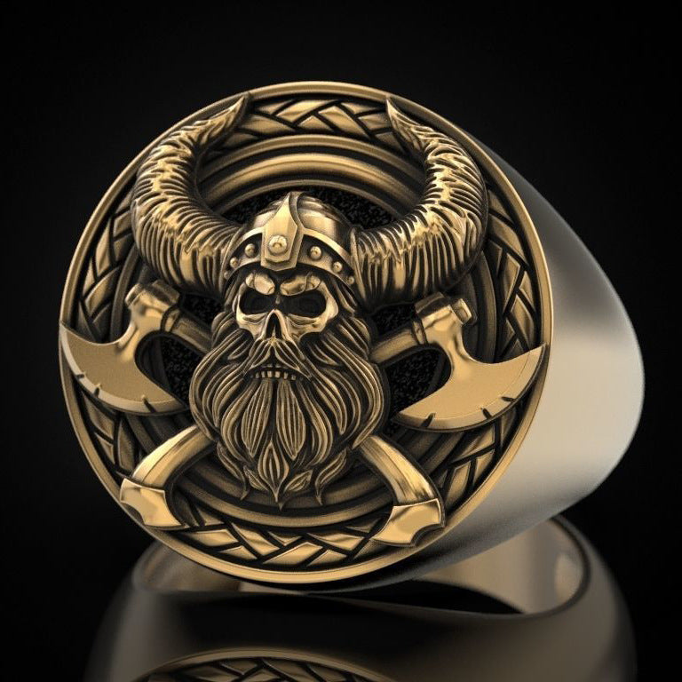 Cincin Kerajinan Tengkorak Viking Kuno