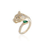 Leopard Head Rhinestone Adjustable Ring