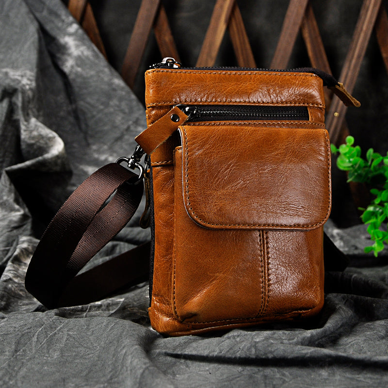 Vintage Solid Mini Leather Sling Bag