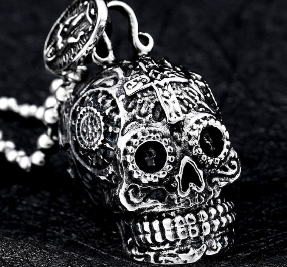 Gothic Carved Skull Pendant