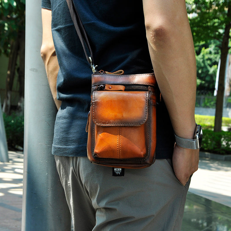 Vintage Solid Mini Lederschließsack