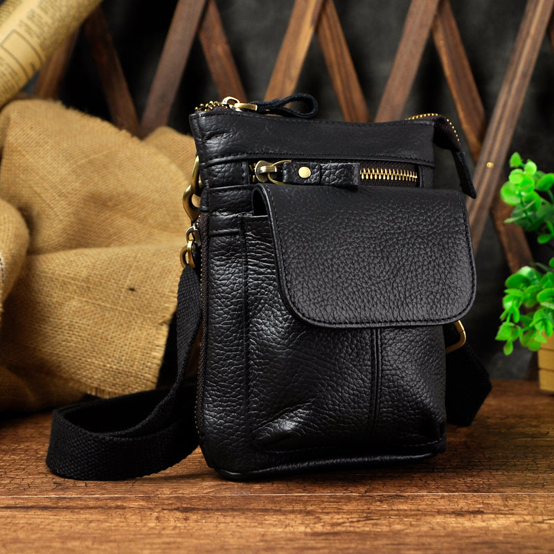 Vintage Solid Mini Leather Sling Bag