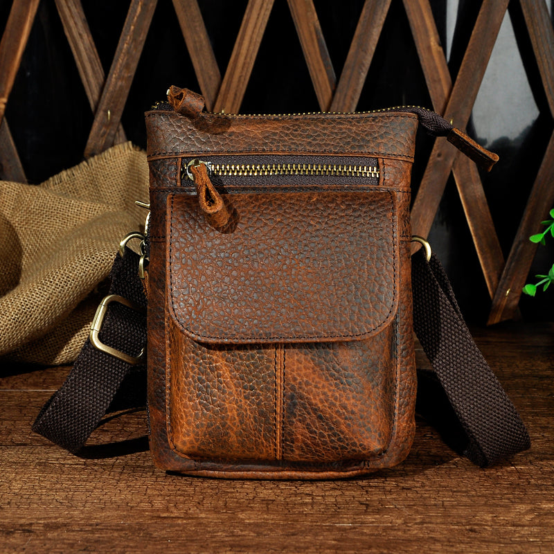 Vintage Solid Mini Lederschließsack