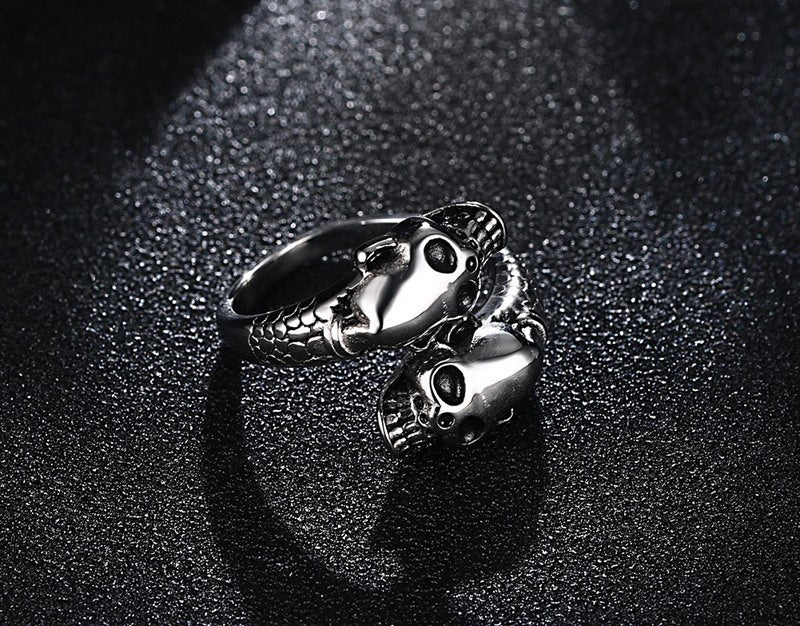 Double Skull Stainless Steel Ring