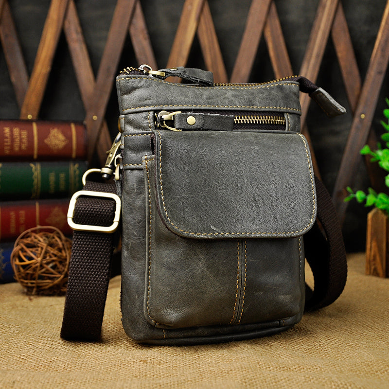 Vintage Solid Mini Leather Sling Bag