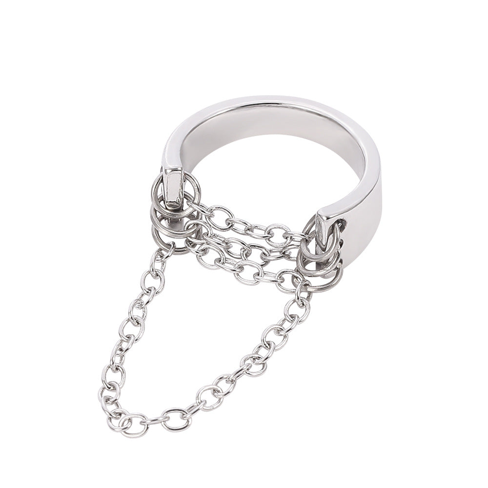 Solid Chain Tassel Alloy Ring