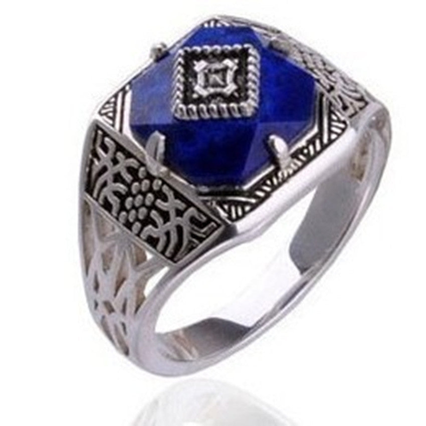 Retro Style Blue Square Ring