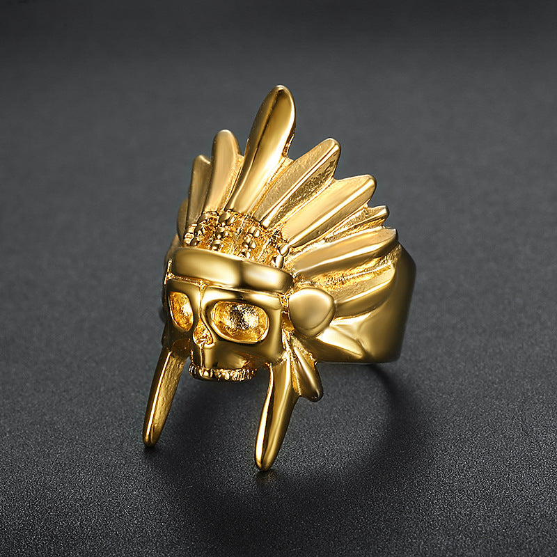 Indian Skull Head Stainless Steel Ring
