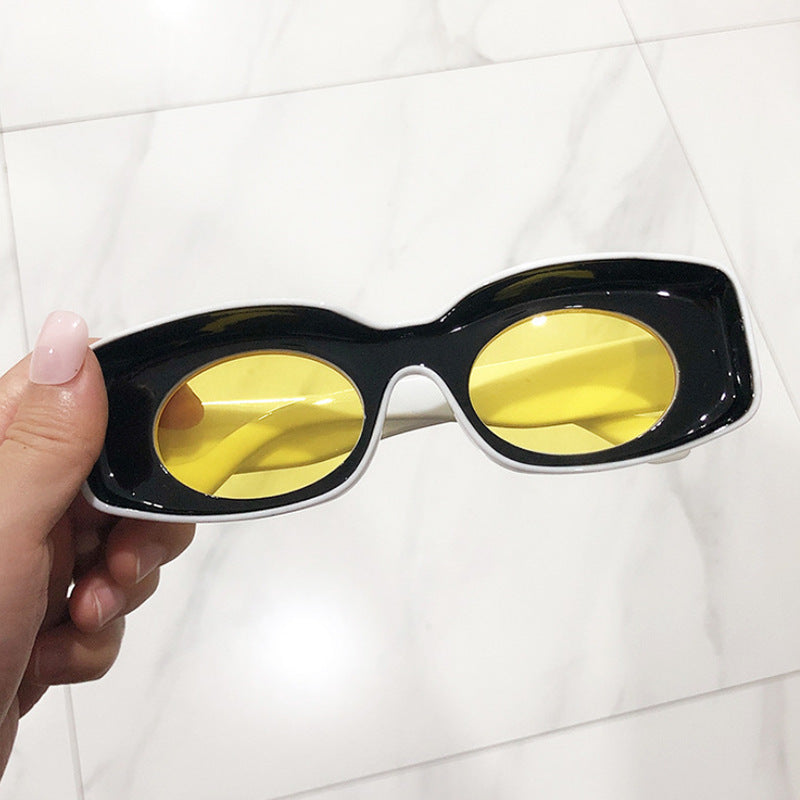 Solid Unique Square Concave Sunglasses