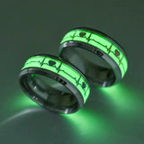 Heartbeat Print Stainless Steel Luminous Ring