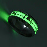 Heartbeat Print Stainless Steel Luminous Ring