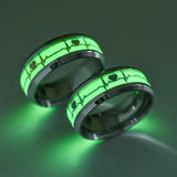 Heartbeat Print Stainless Steel Luminous Ring