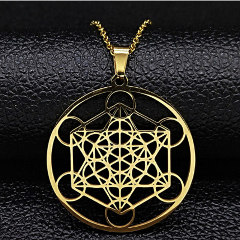 Hexagon Circle Hollow Anhängerkette