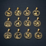 Round Zodiac Sign Titanium Steel Pendant