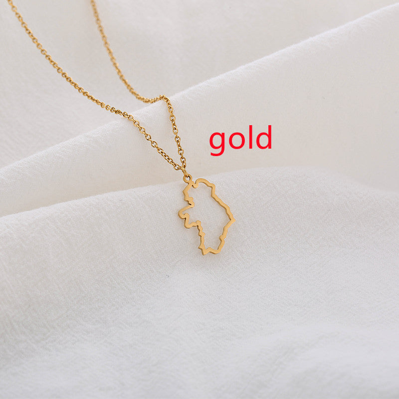 Country Map Hollow Chain Necklace