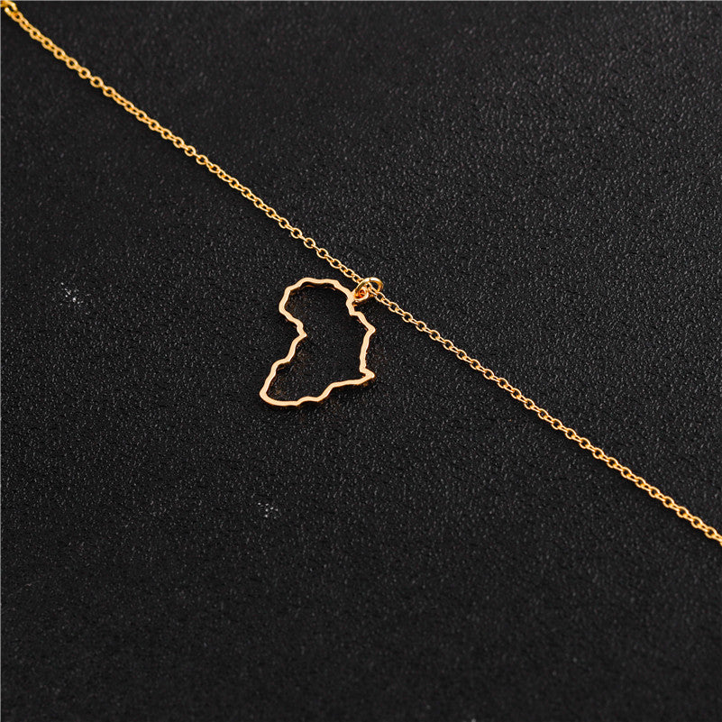 Country Map Hollow Chain Necklace