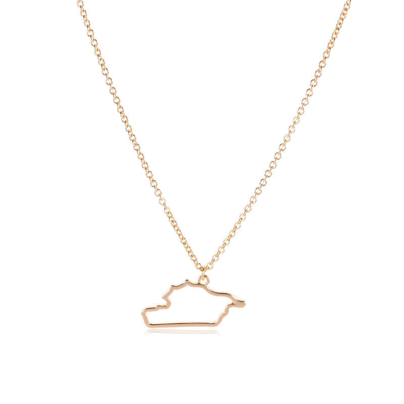 Country Map Hollow Chain Necklace
