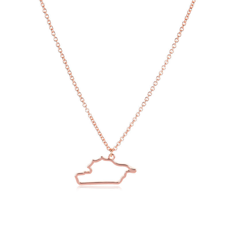 Country Map Hollow Chain Necklace