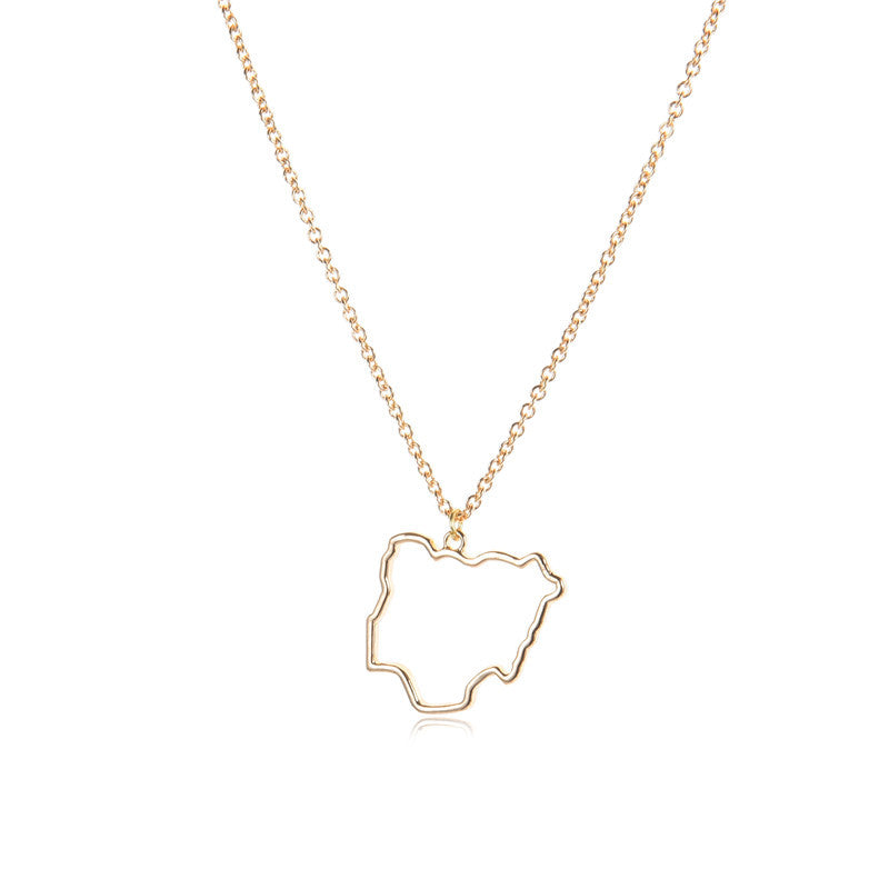 Country Map Hollow Chain Necklace