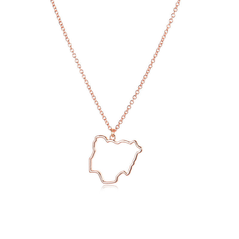 Country Map Hollow Chain Necklace