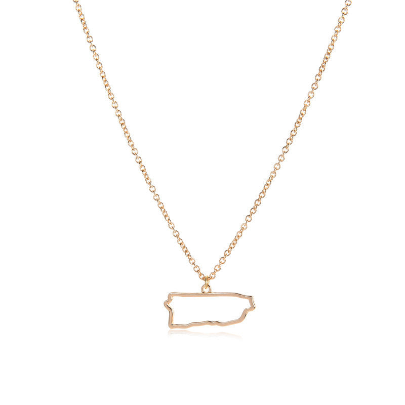 Country Map Hollow Chain Necklace