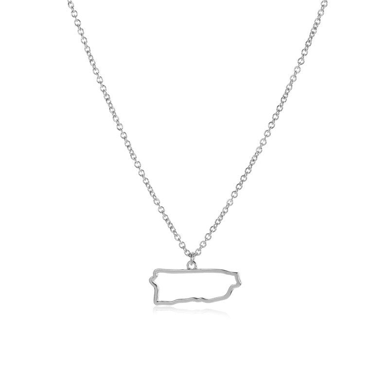 Country Map Hollow Chain Necklace