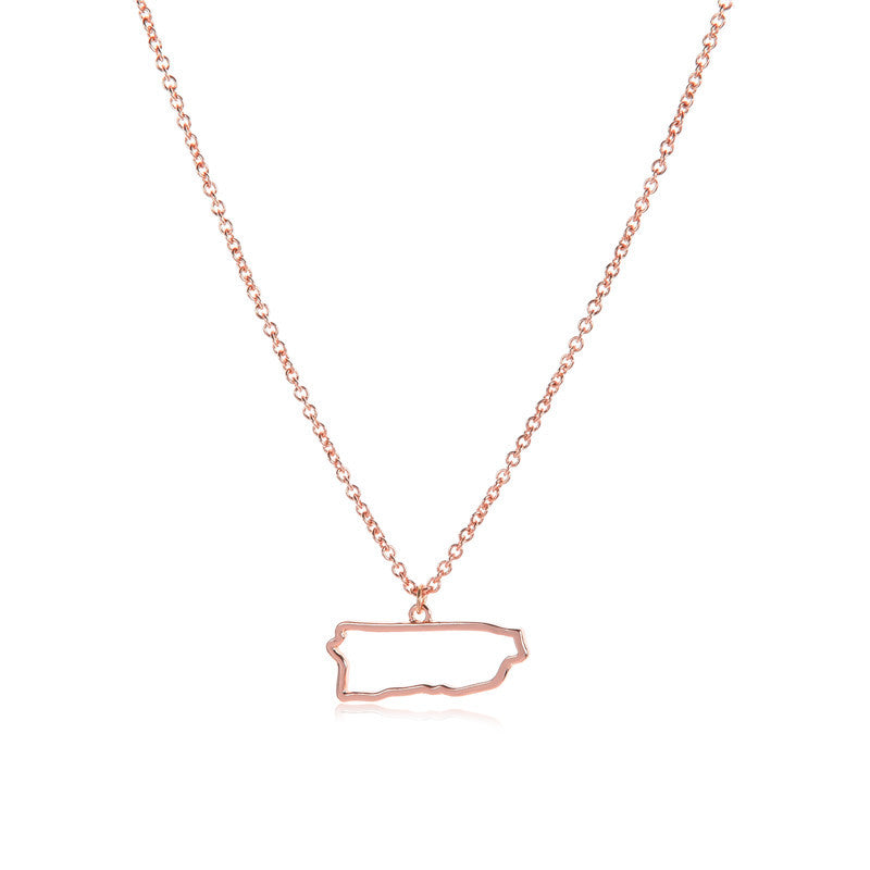 Country Map Hollow Chain Necklace