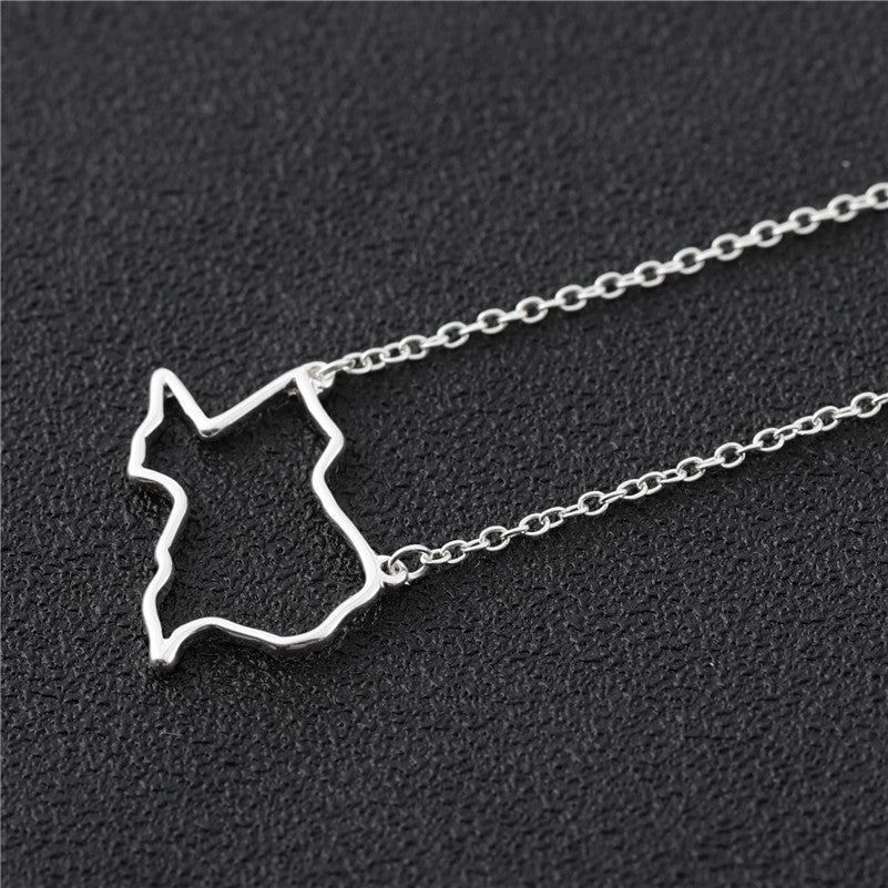 Country Map Hollow Chain Necklace