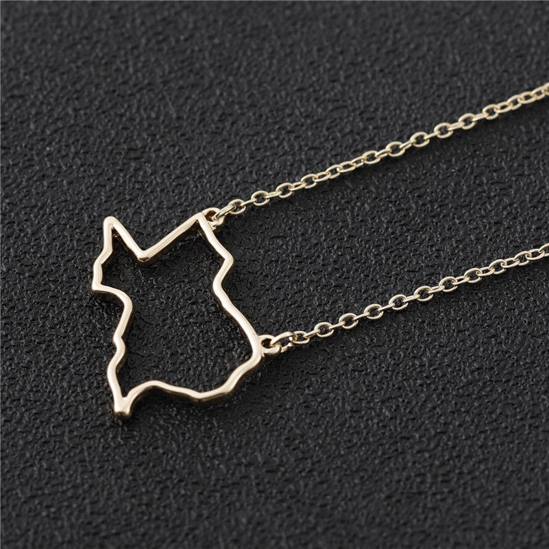Country Map Hollow Chain Necklace