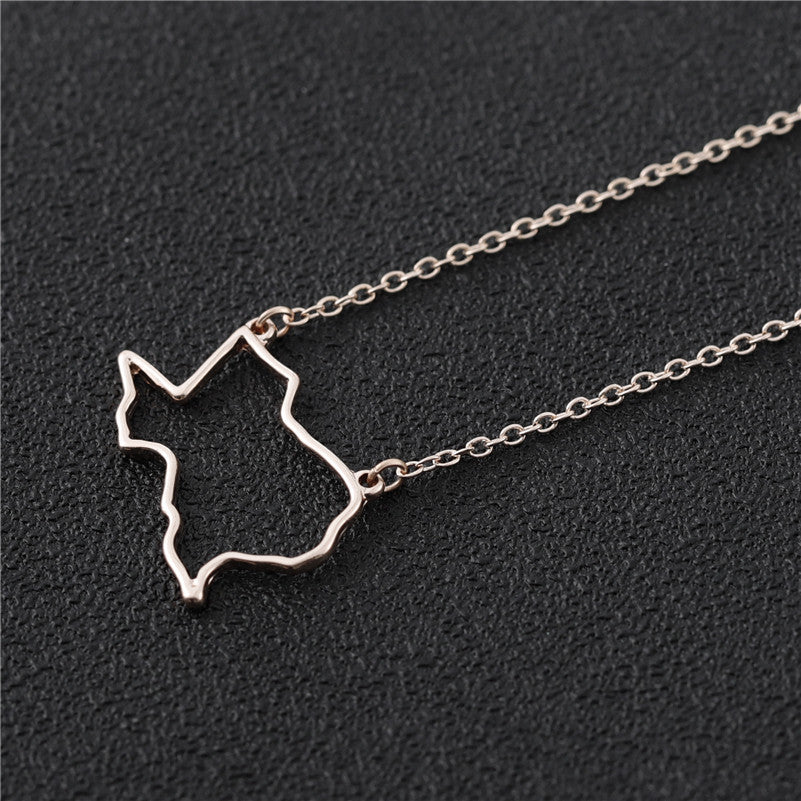 Country Map Hollow Chain Necklace