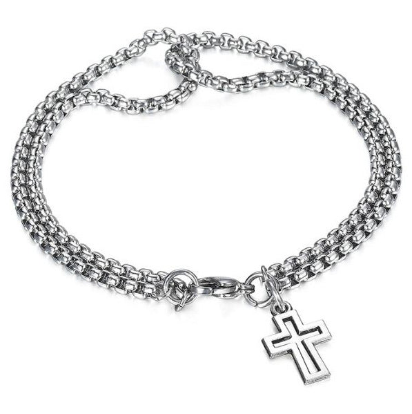 Cross Pendant Double Layer Chain Bracelet