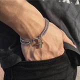 Cross Pendant Double Layer Chain Bracelet