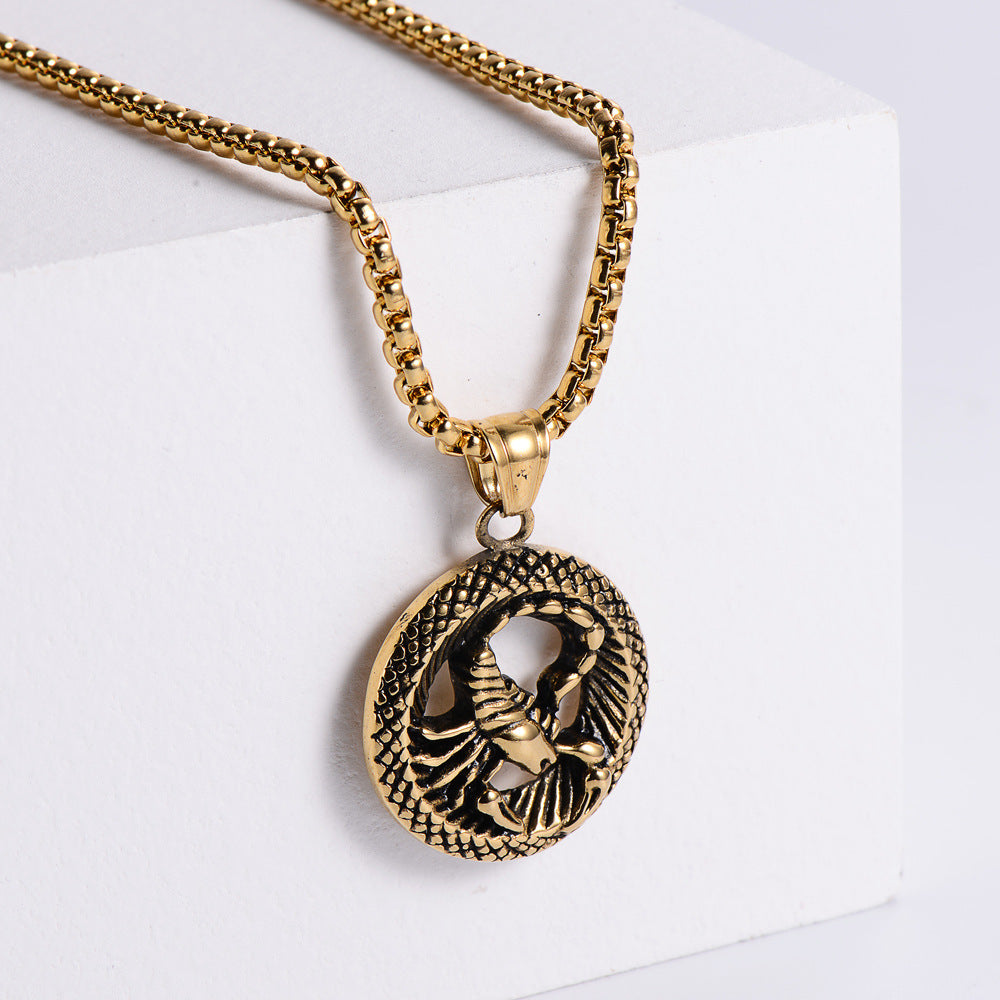 Retro -Zodiac Edelstahl -Anhängerkette Halskette